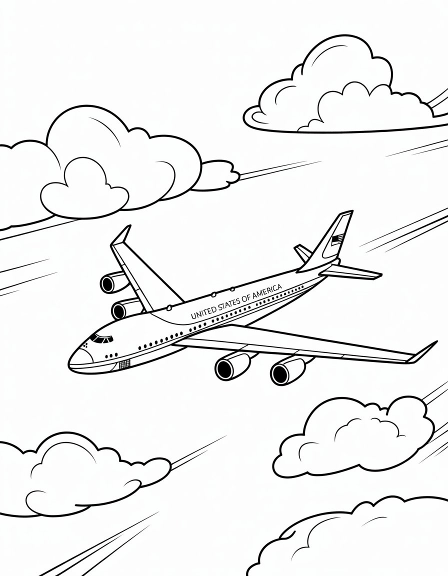 air force one airplane coloring page
