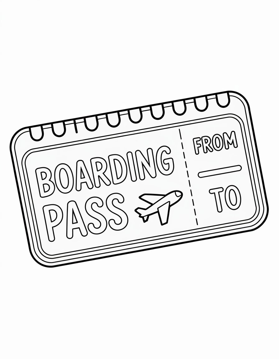 airplane ticket coloring page