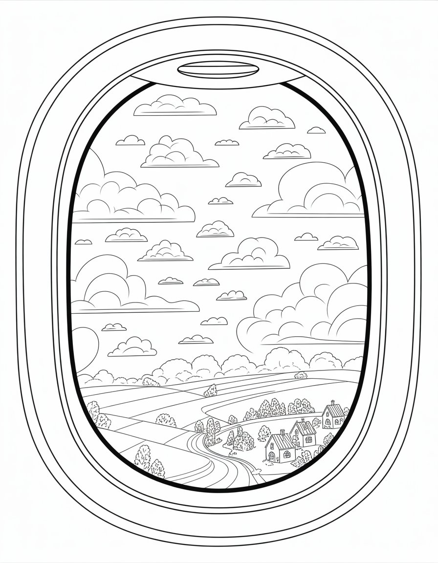 airplane window coloring page