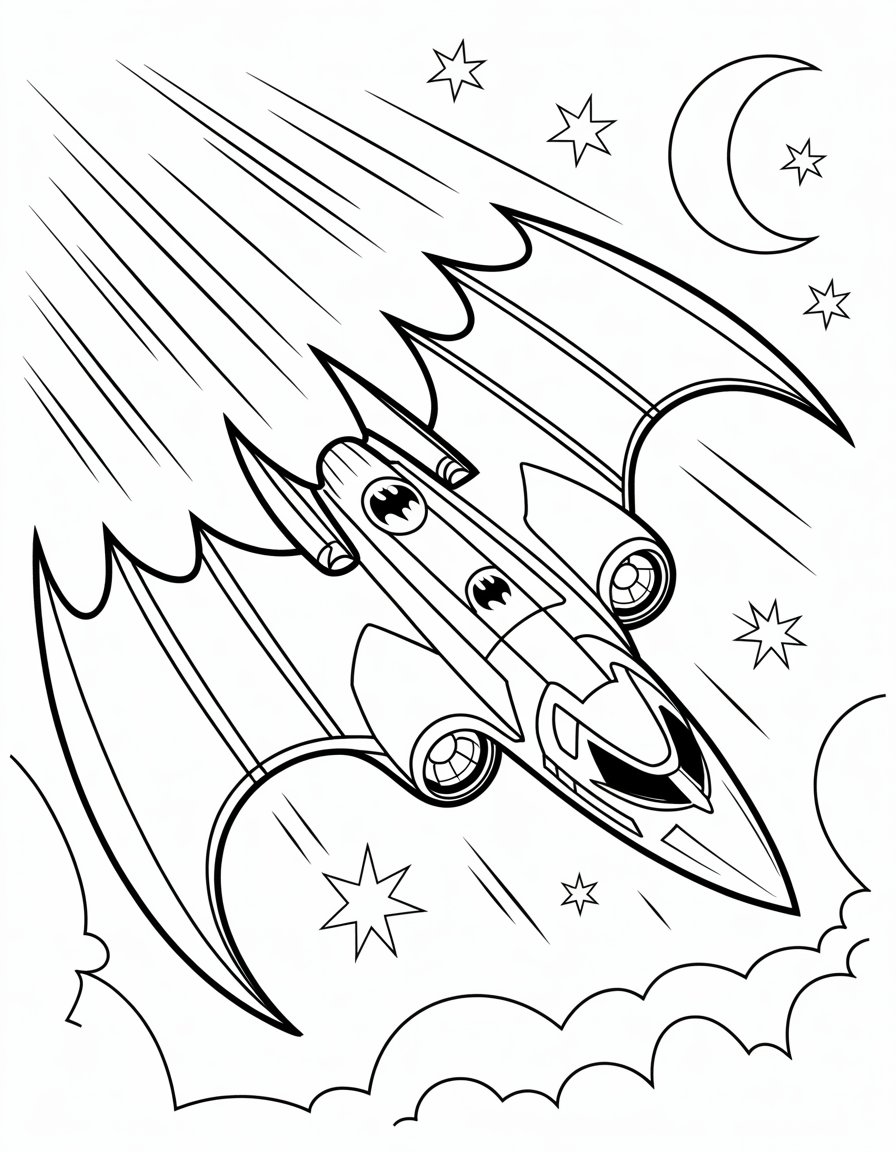 batman airplane coloring page
