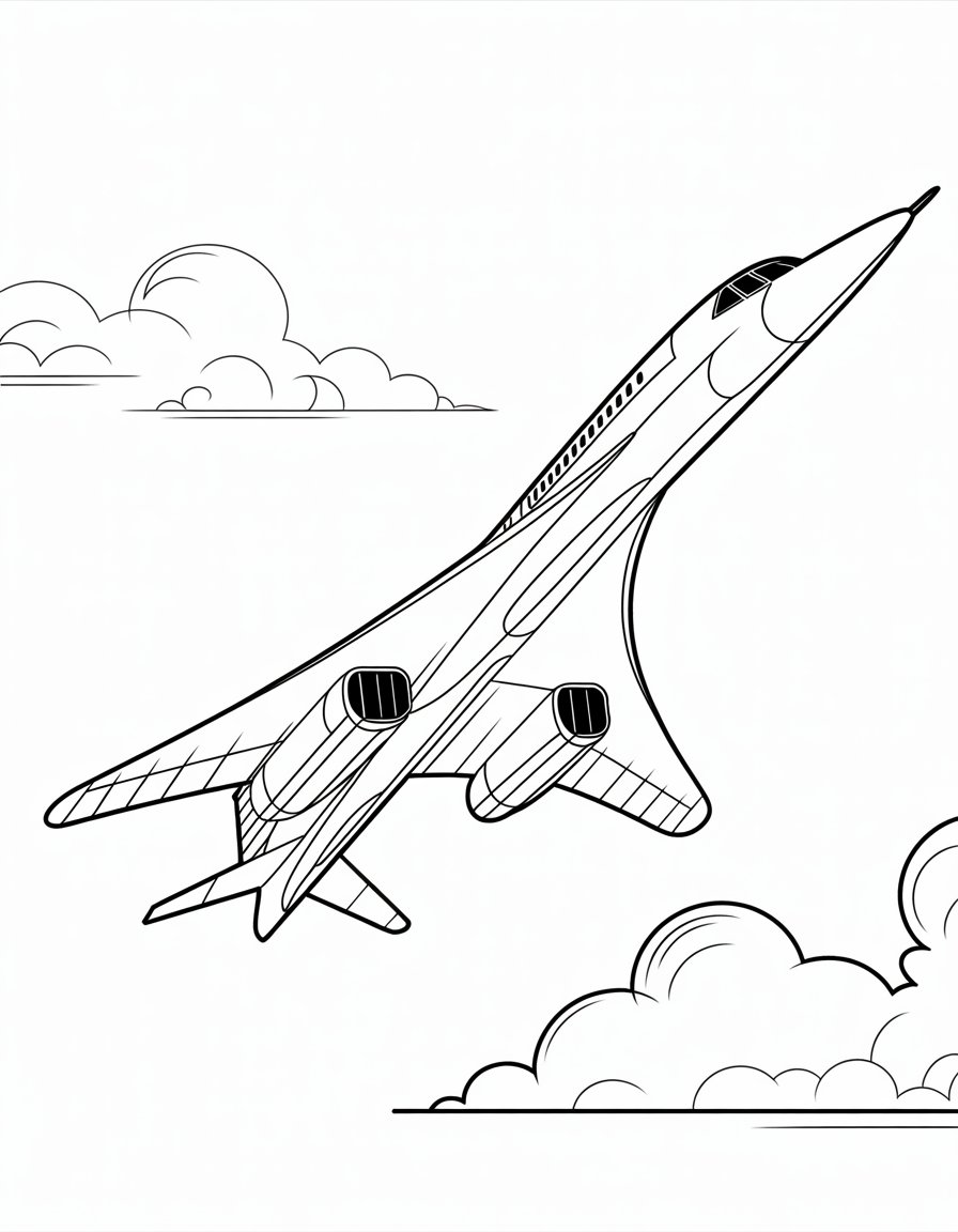concorde airplane coloring page