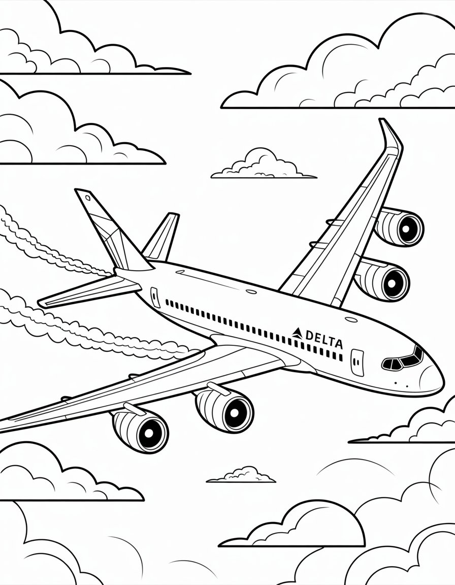 delta airplane coloring page