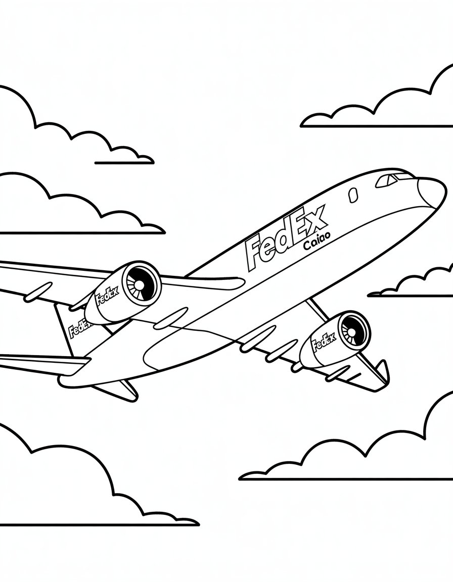 fedex airplane coloring page
