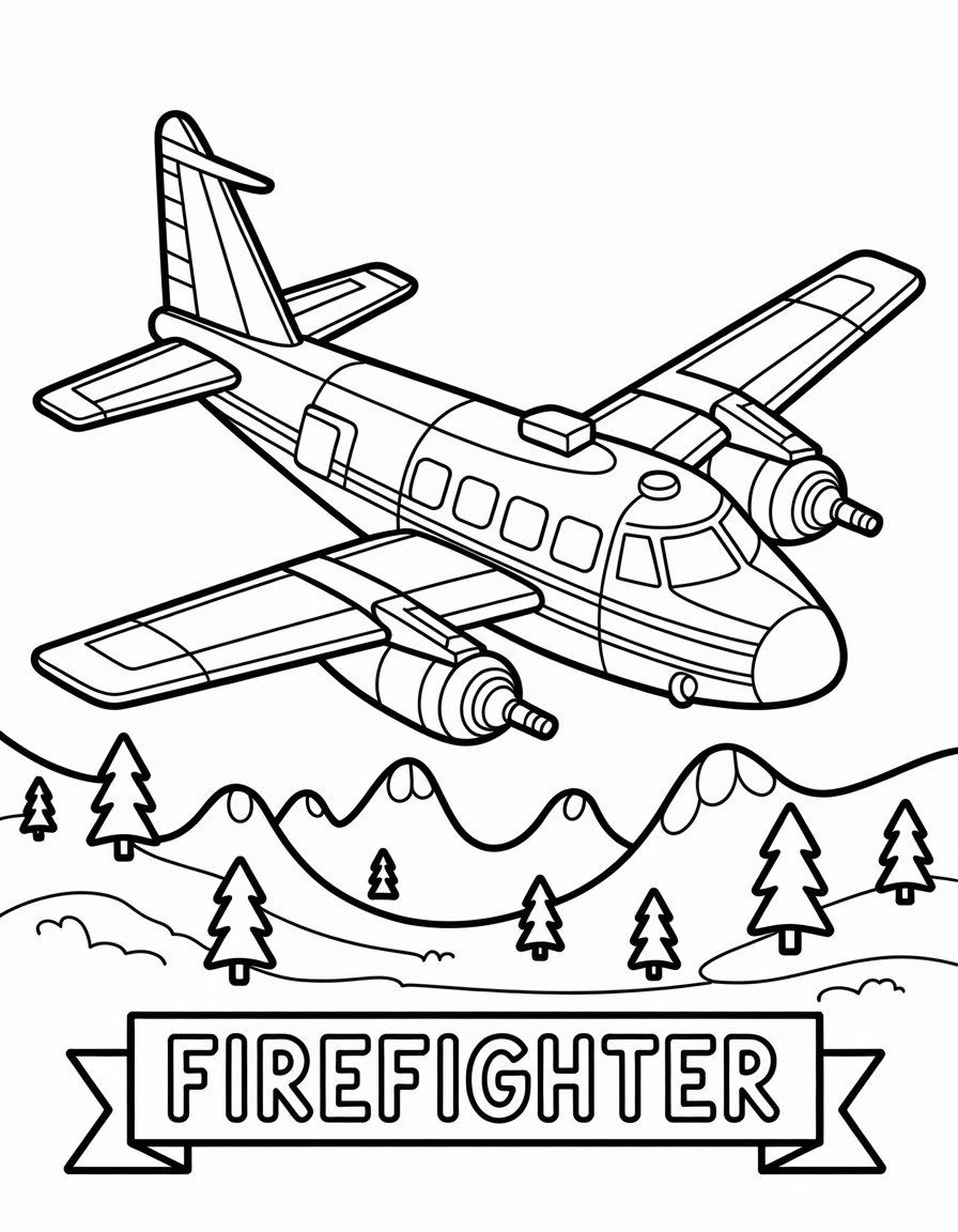 fire airplane coloring page