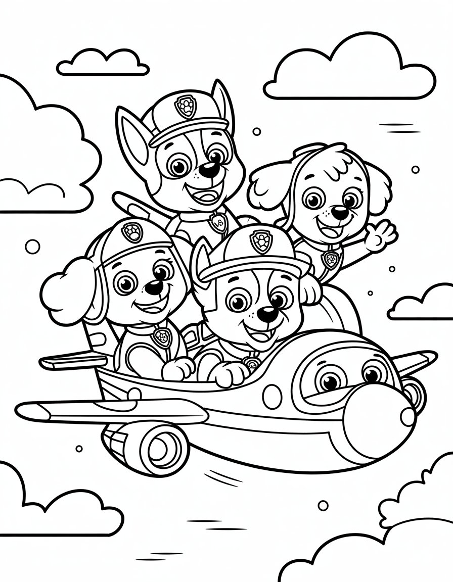paw patrol airplane coloring page