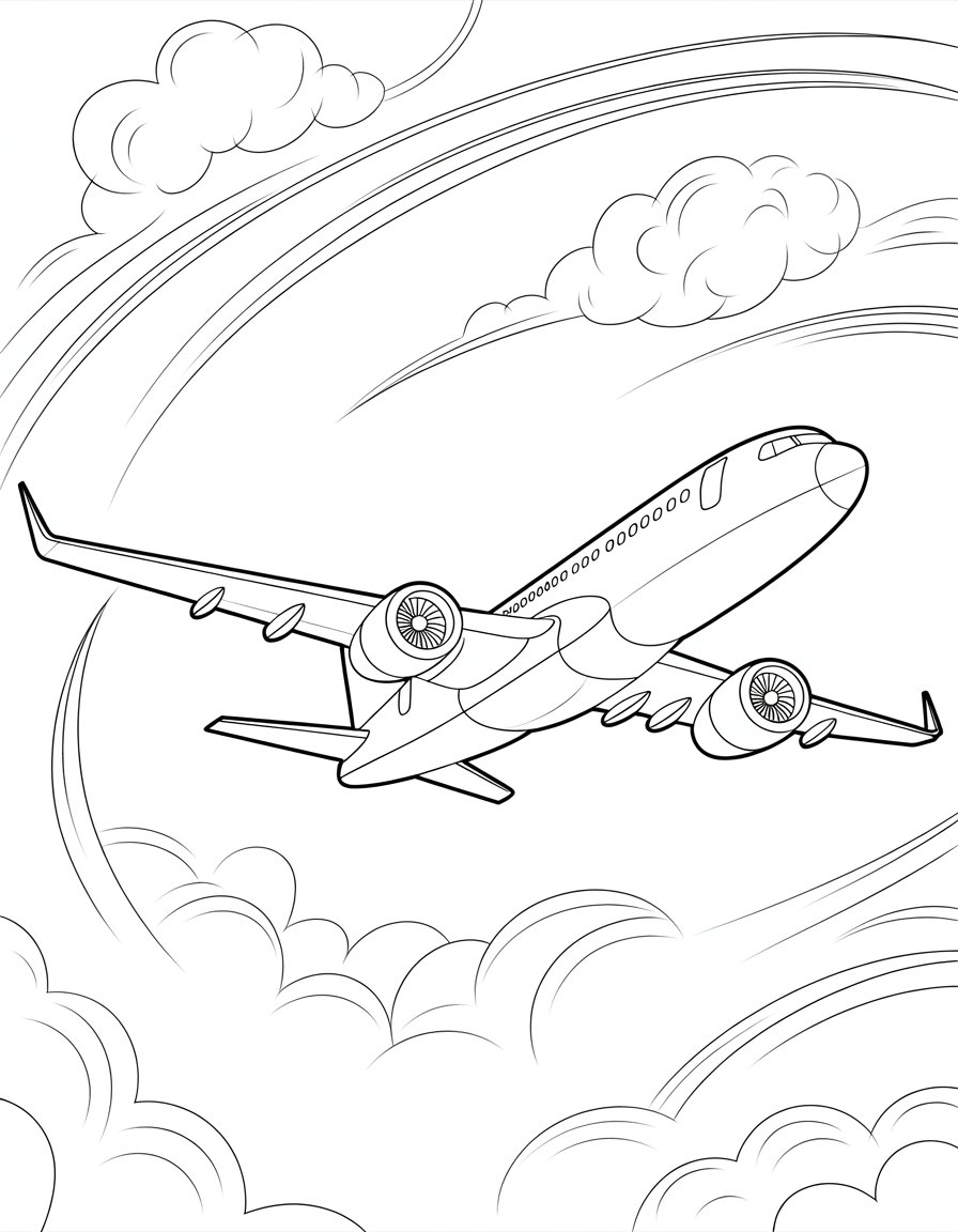 plane coloring page