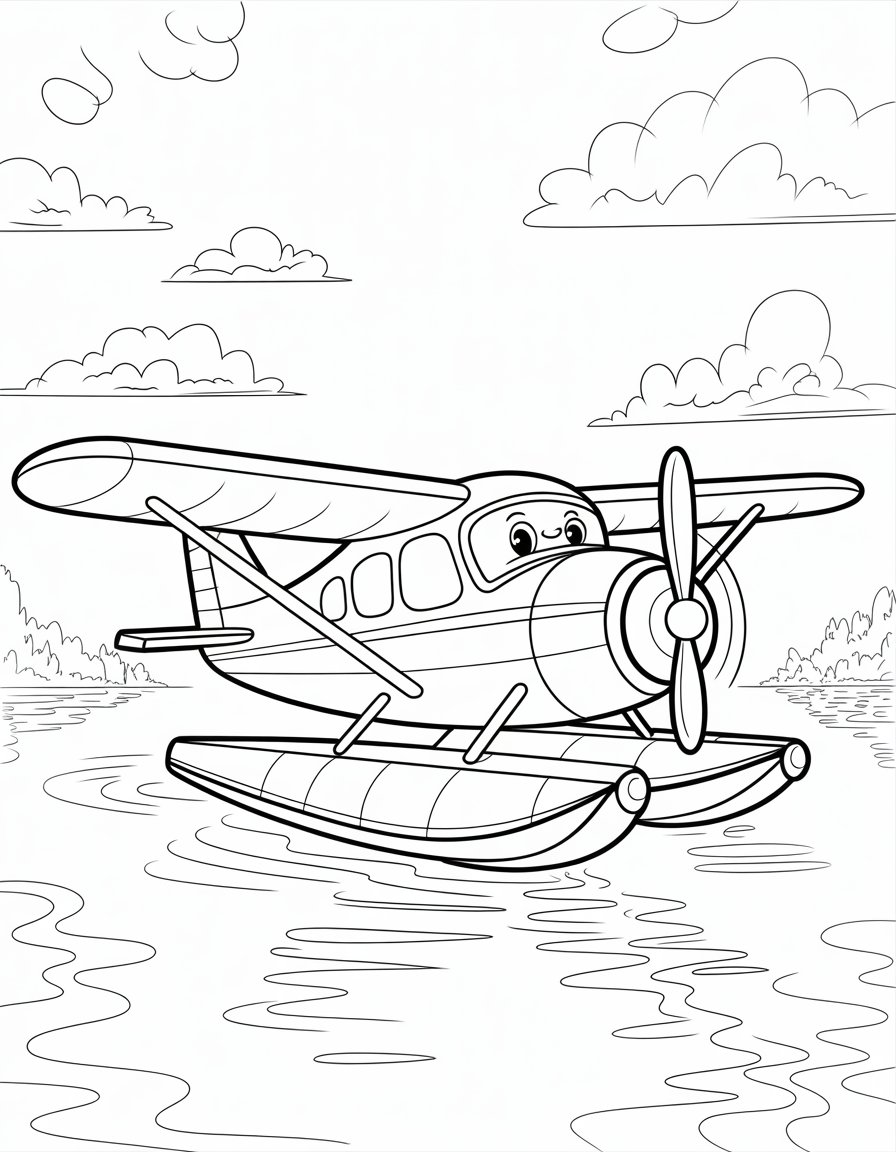 water airplane coloring page