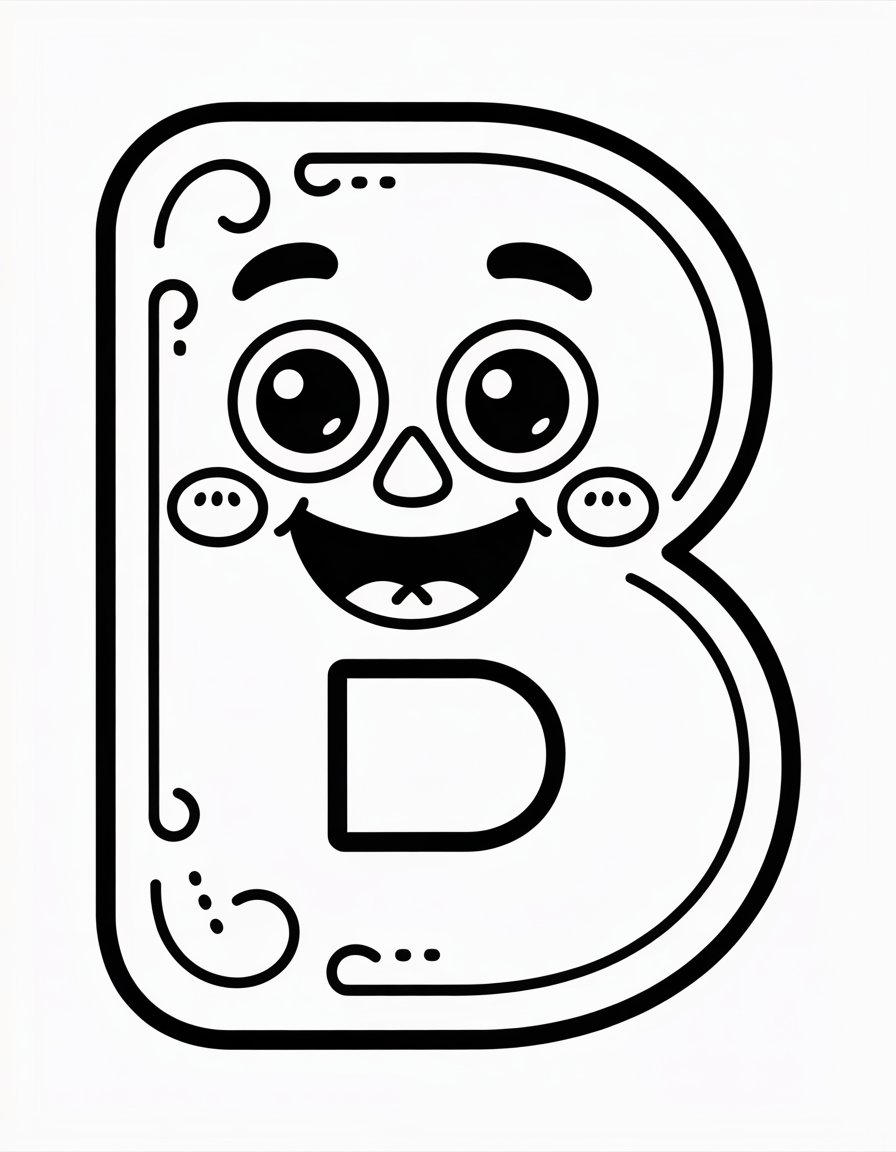 alphabet with faces coloring page