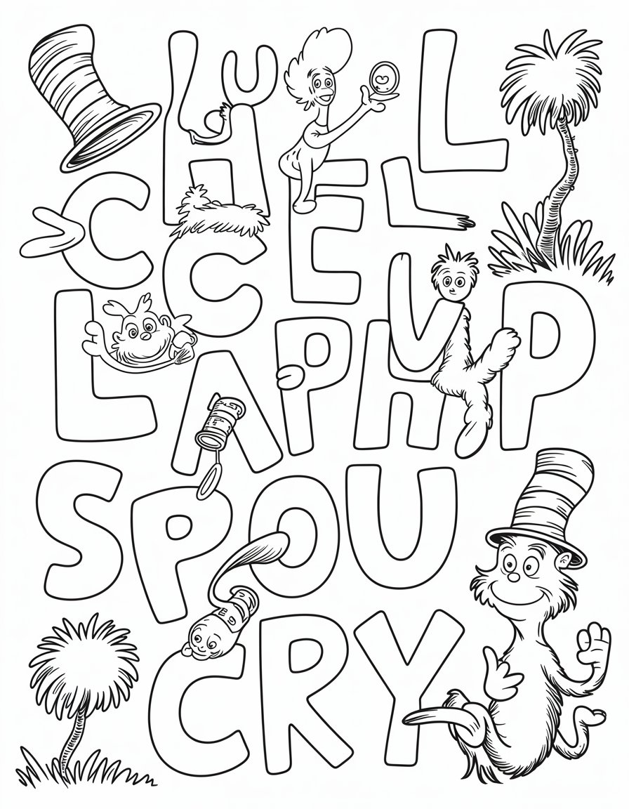 dr seuss alphabet coloring page