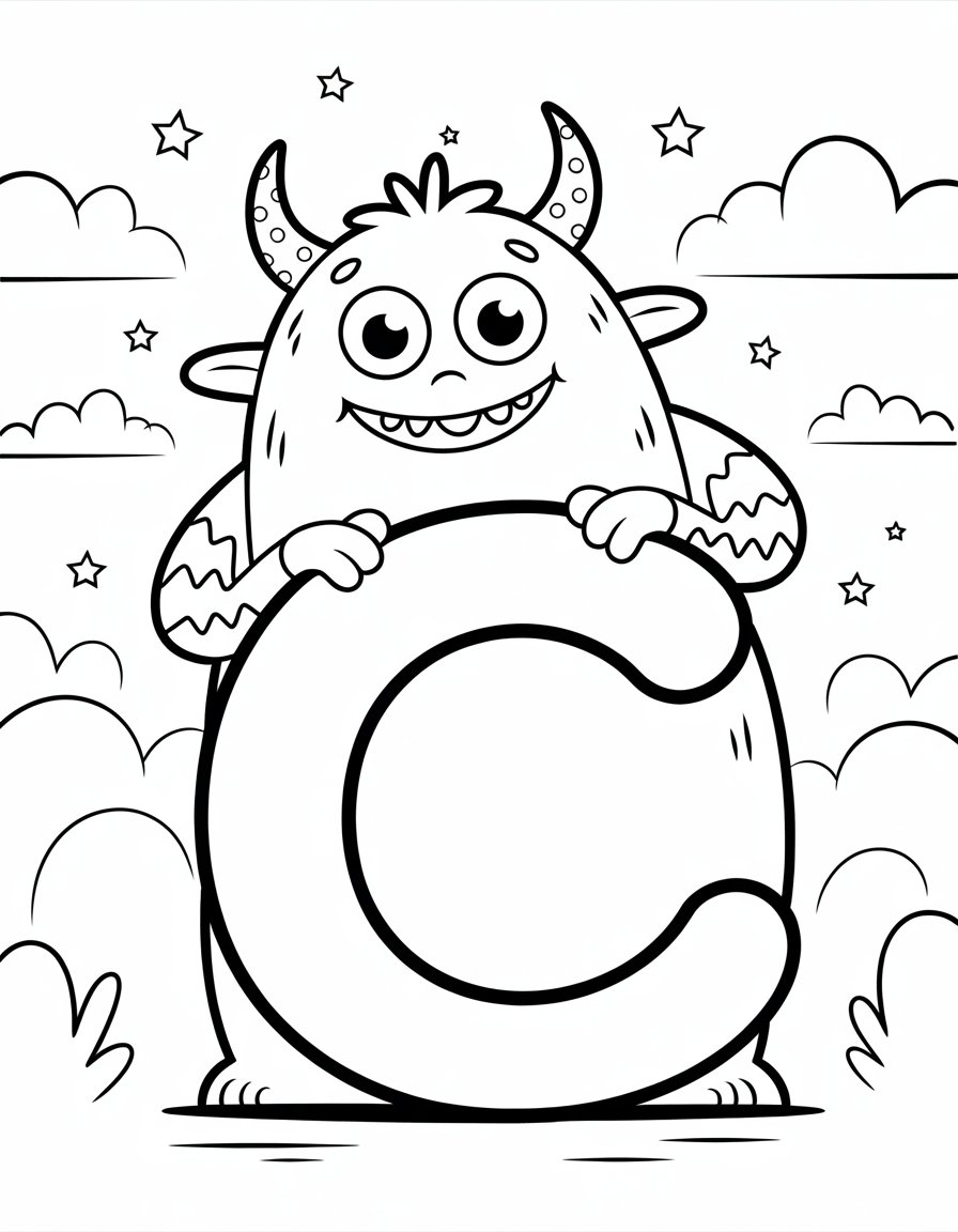 monster alphabet coloring page