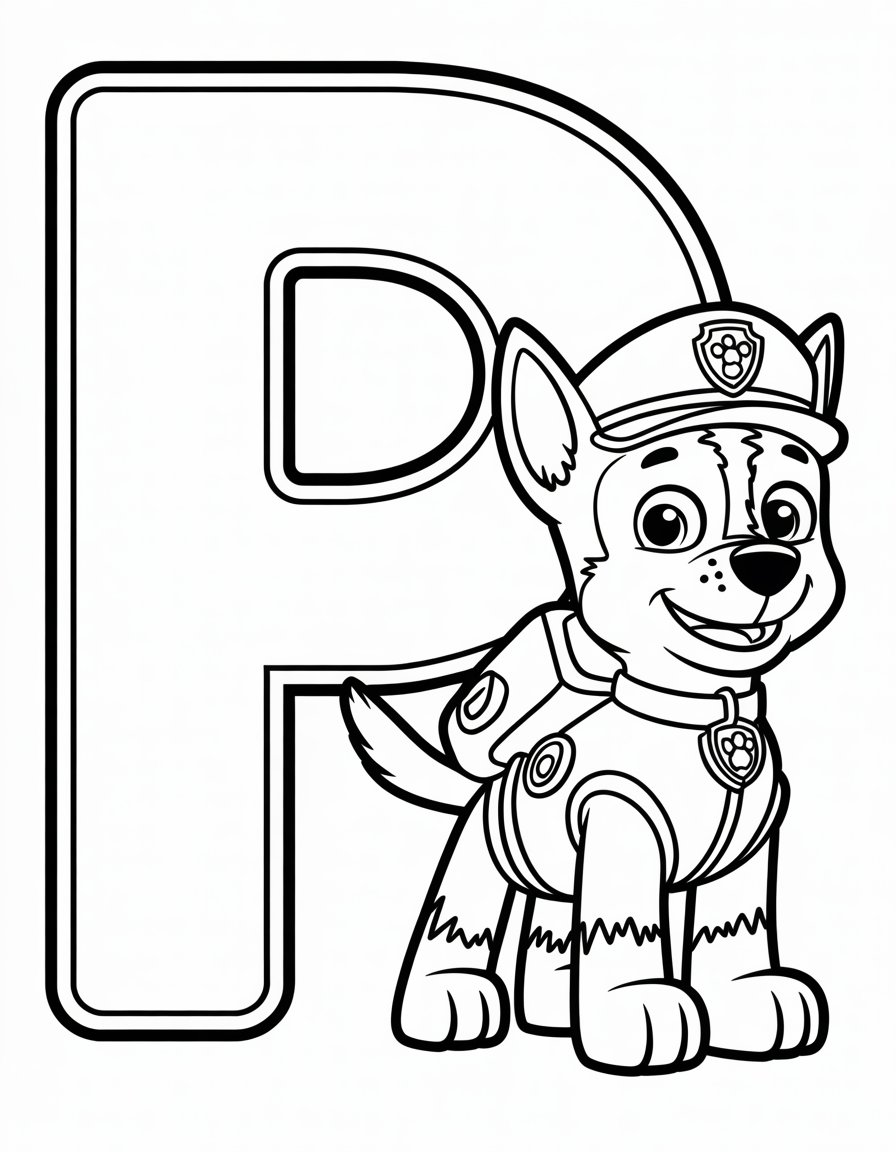 paw patrol alphabet coloring page