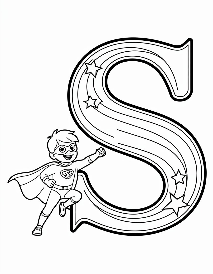 superhero alphabet coloring page