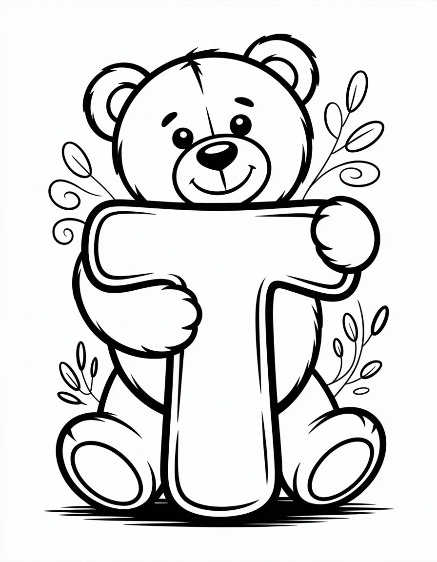 teddy bear alphabet coloring page