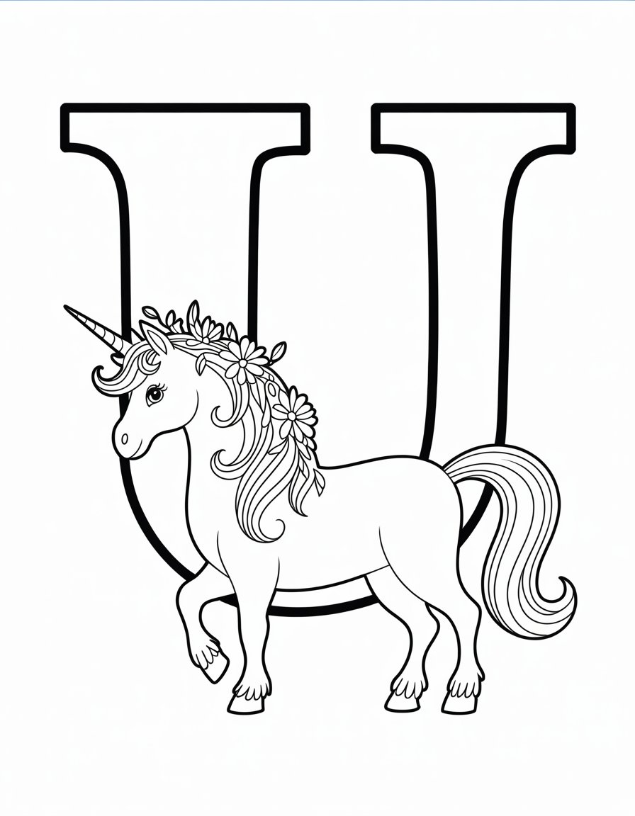 unicorn alphabet coloring page