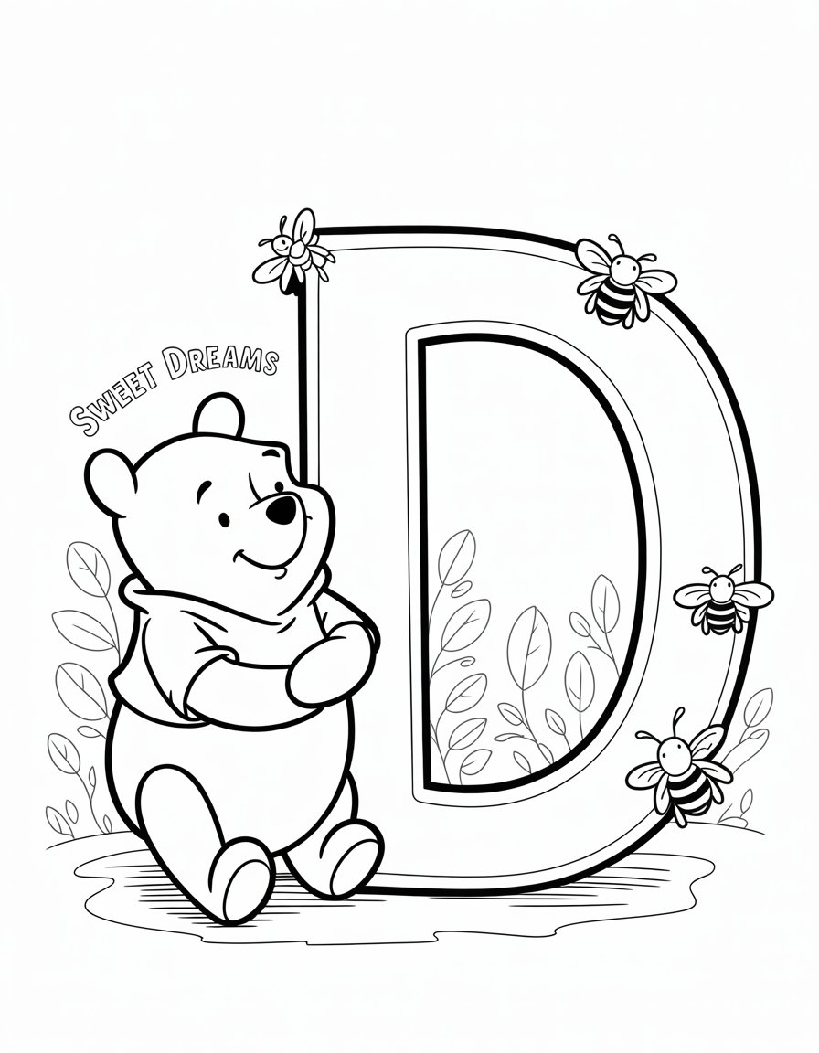 winnie the pooh alphabet coloring page