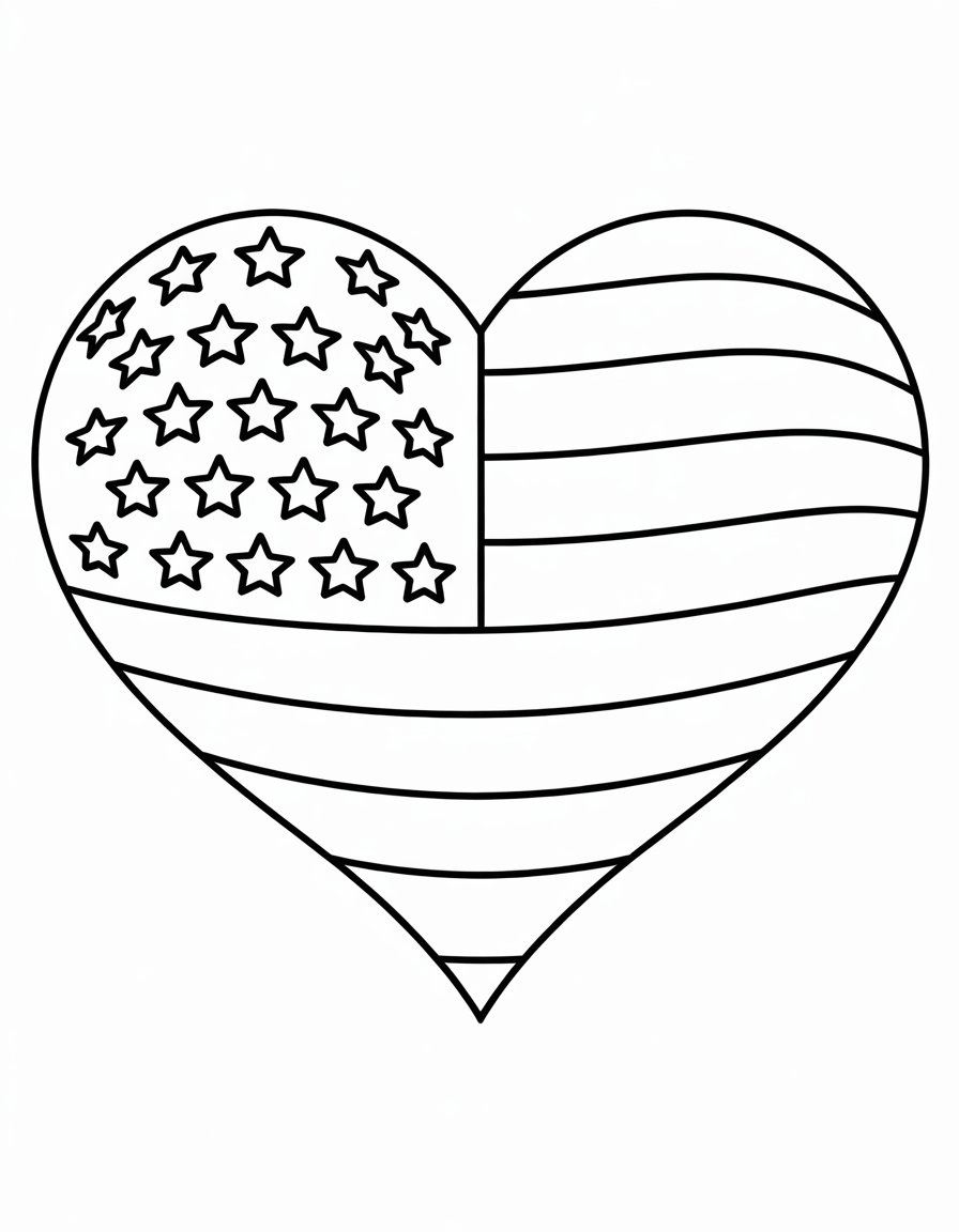 american flag heart coloring page