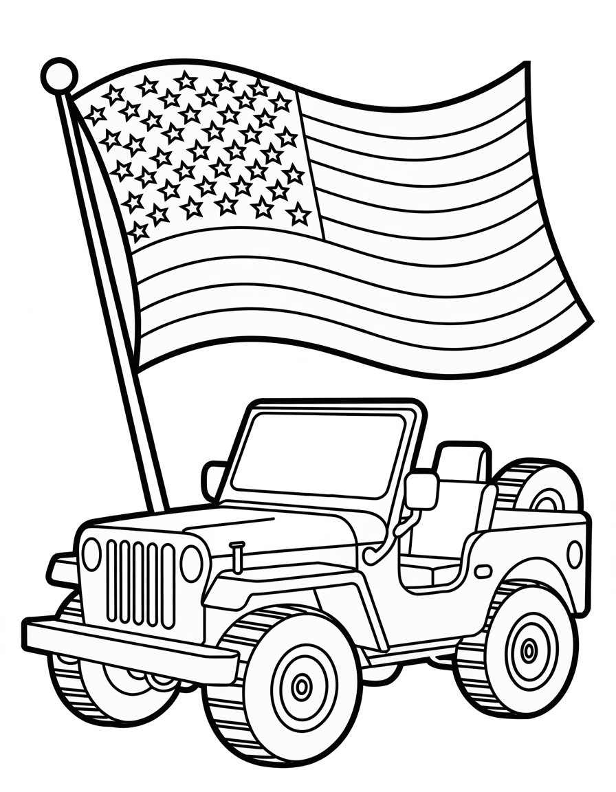 military american flag coloring page