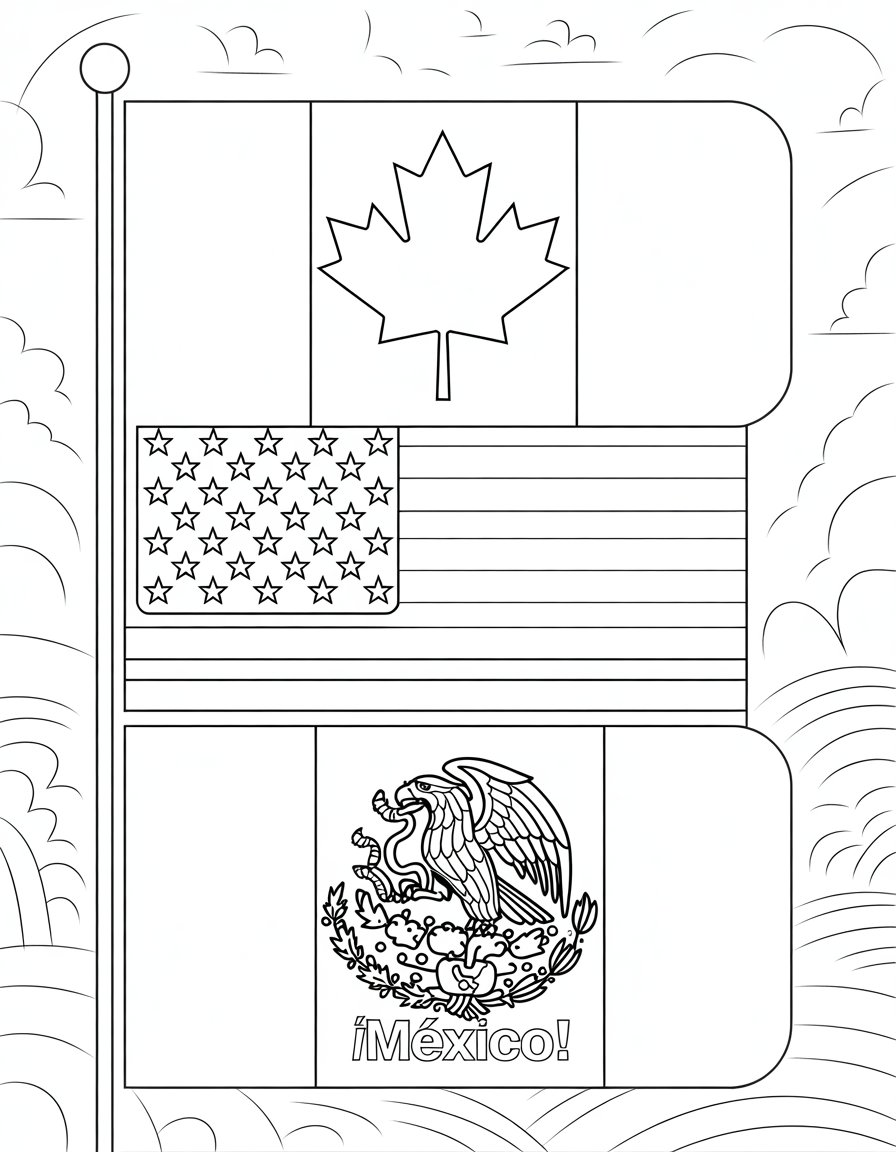 north america flag coloring page