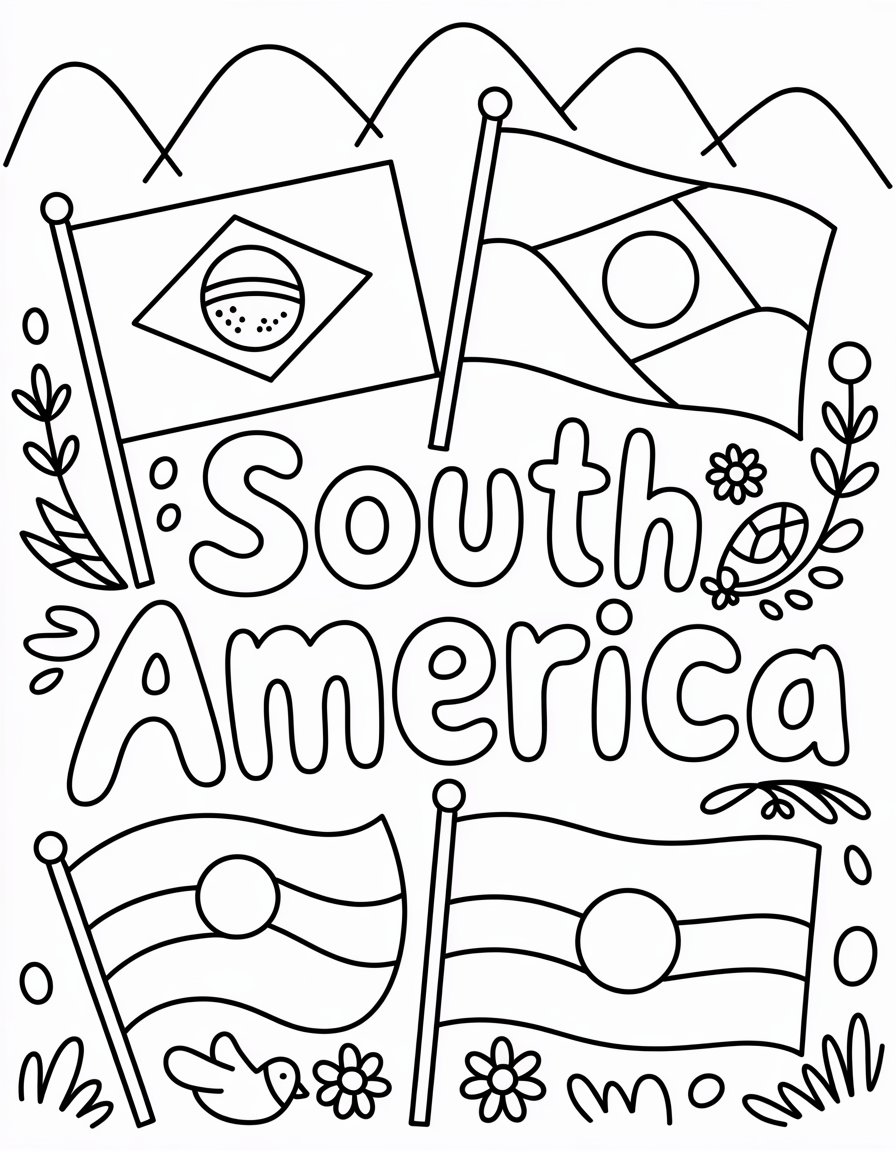 south american flags coloring page