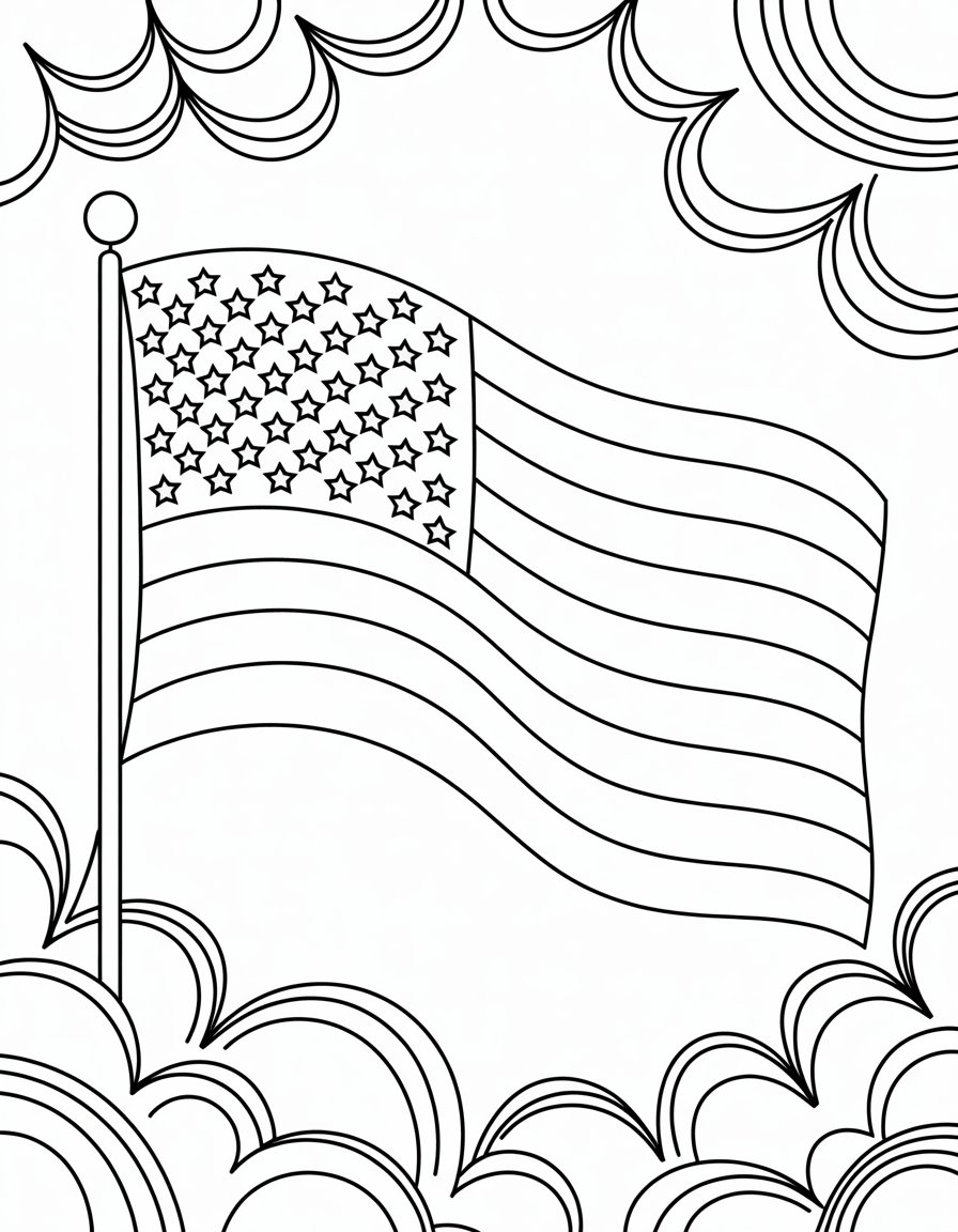 waving american flag coloring page