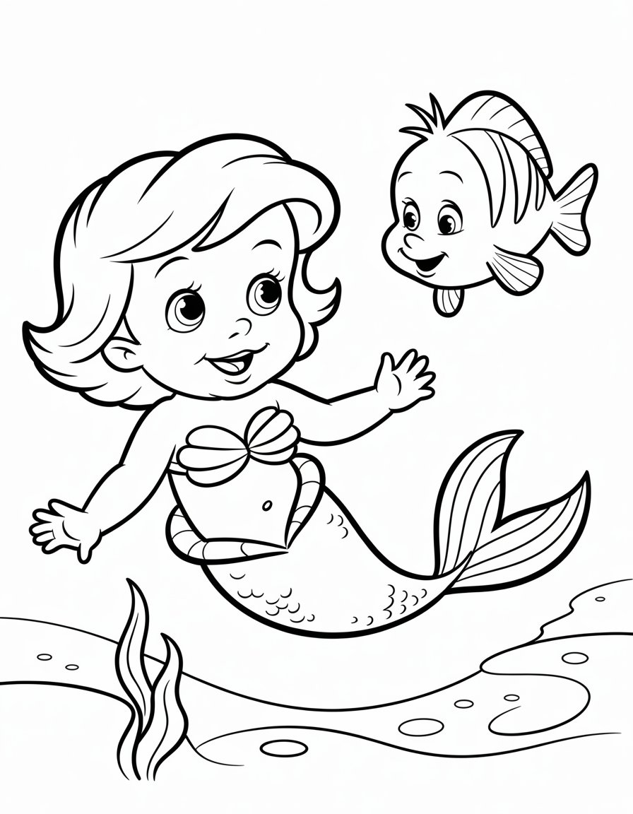 baby ariel coloring page