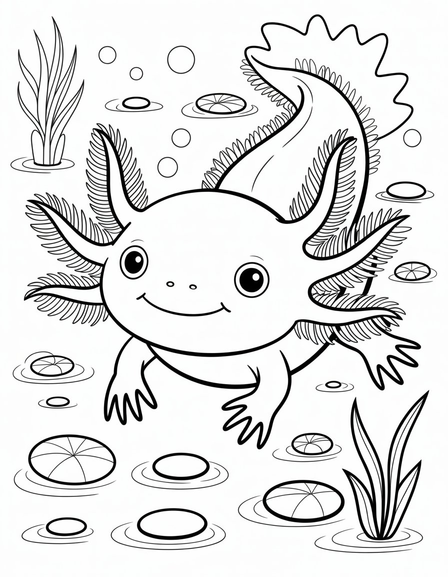 baby axolotl coloring page