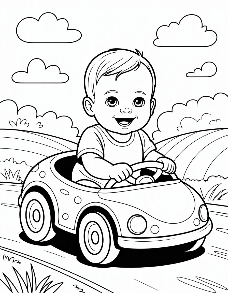 baby car coloring page