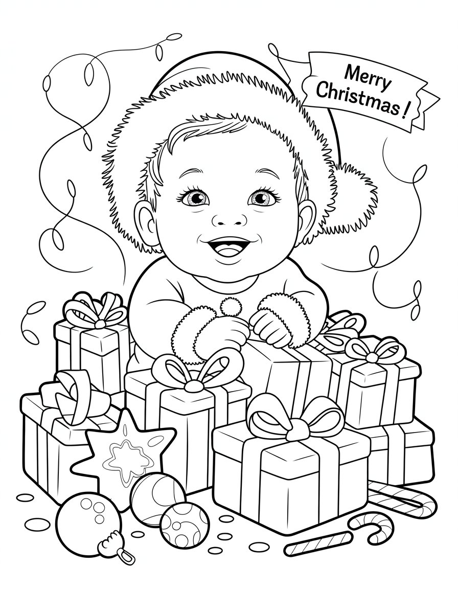 baby christmas coloring page