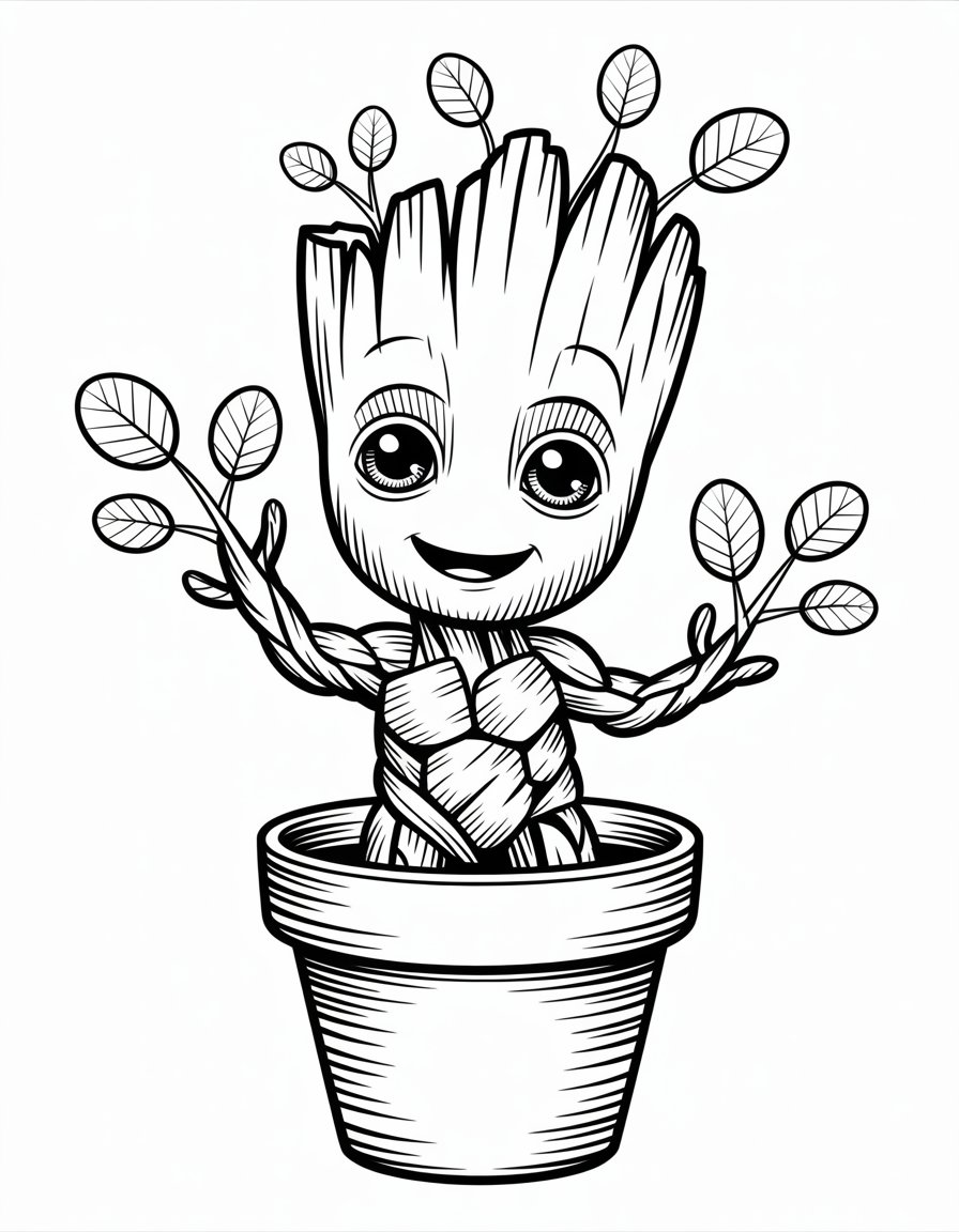 baby groot coloring page