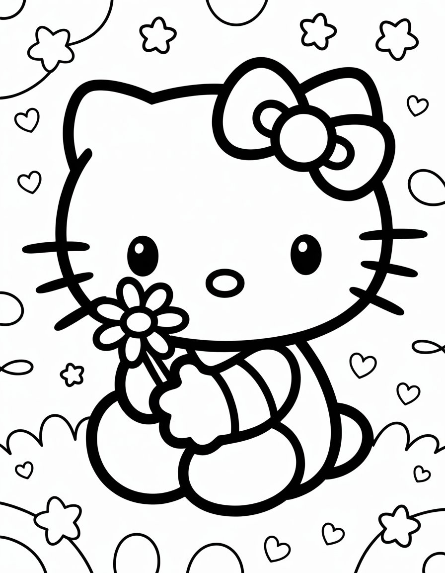 baby hello kitty coloring page