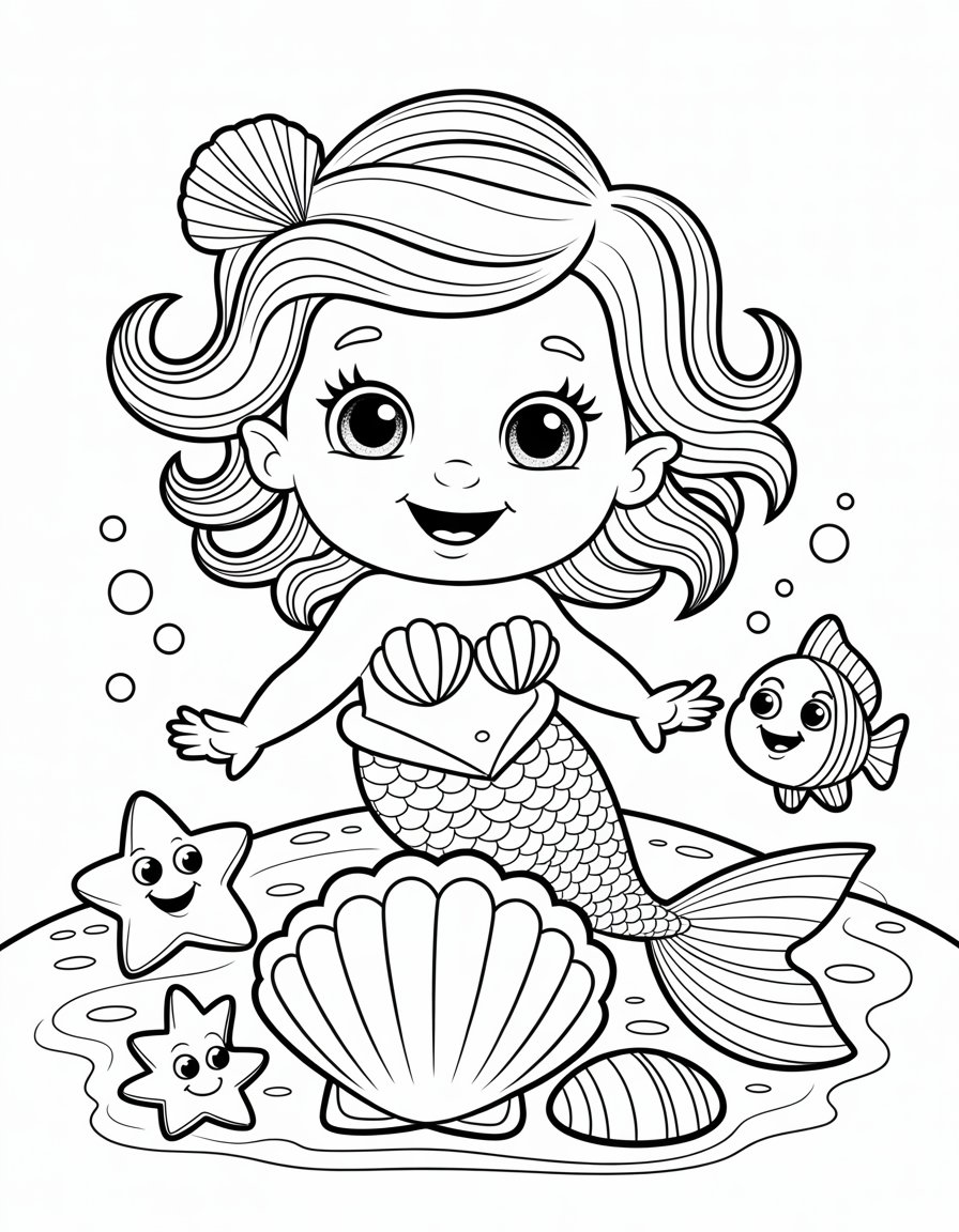 baby mermaid coloring page