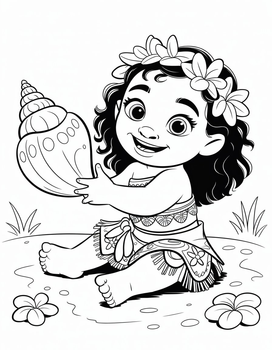 baby moana coloring page