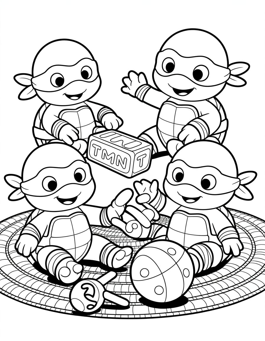 baby ninja turtles coloring page