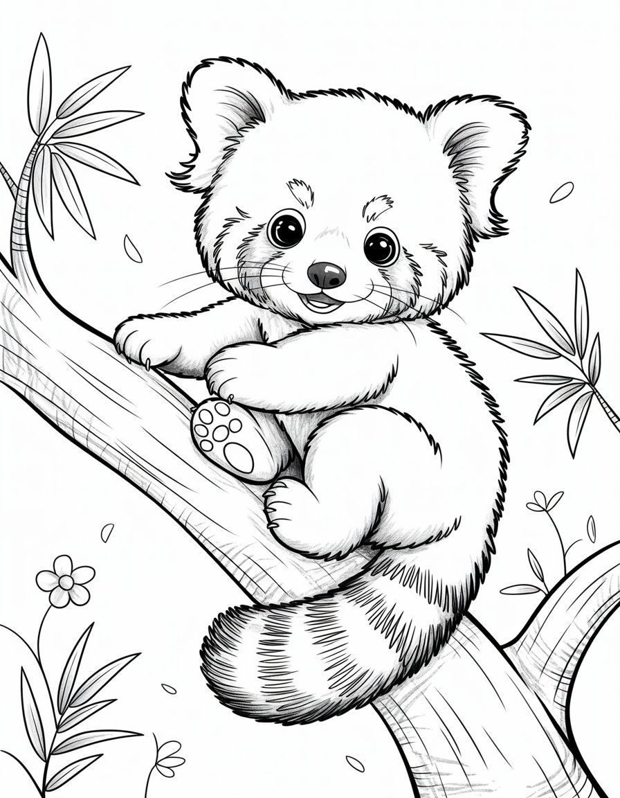 baby red panda coloring page