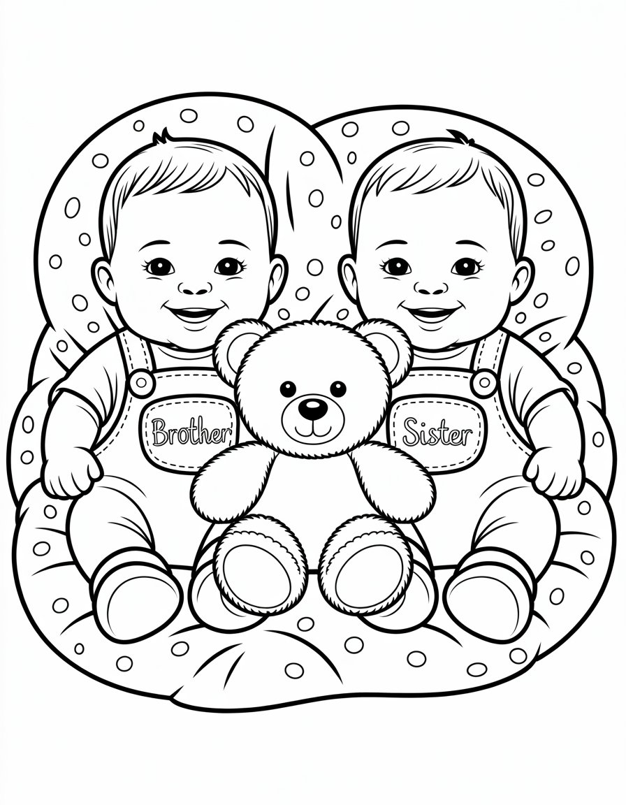 baby twins coloring page