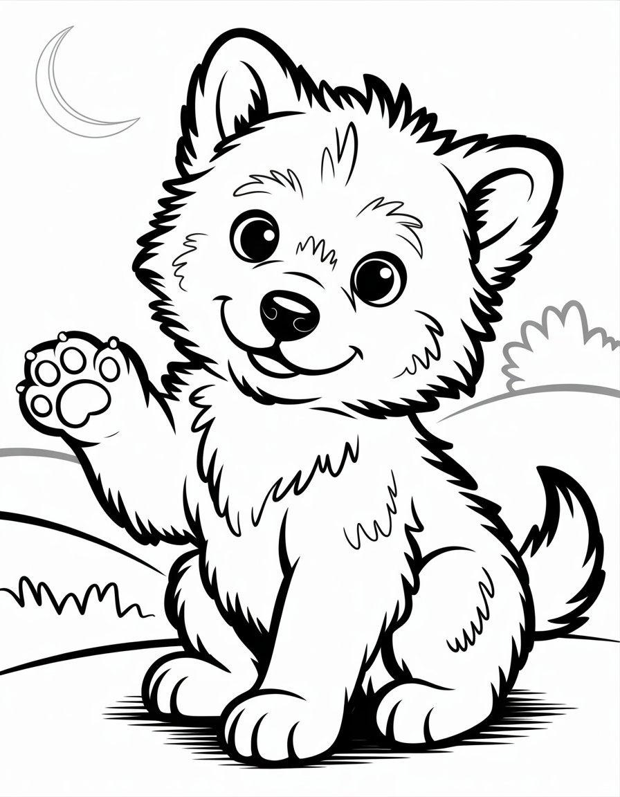 baby wolf coloring page
