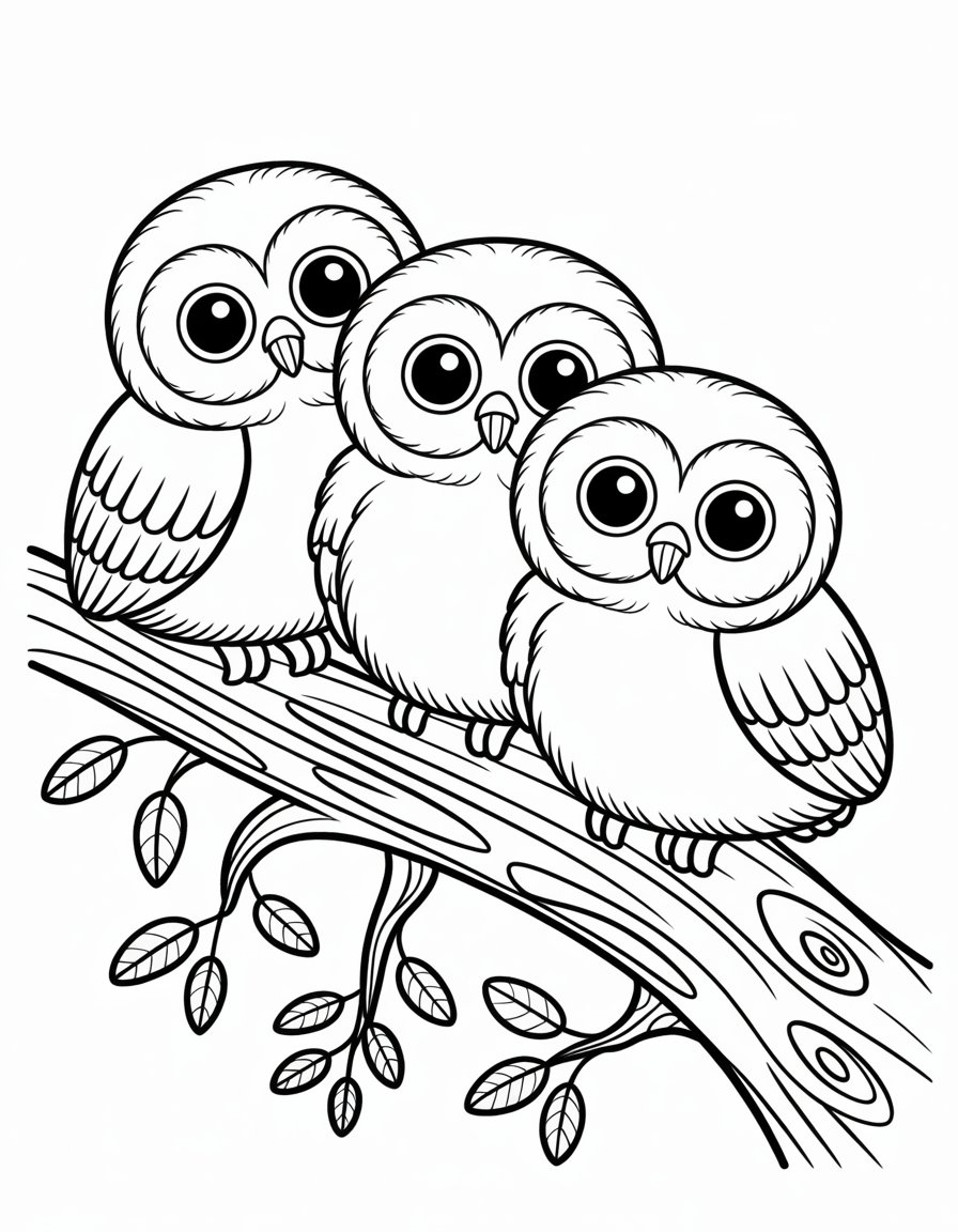 owl babies coloring page