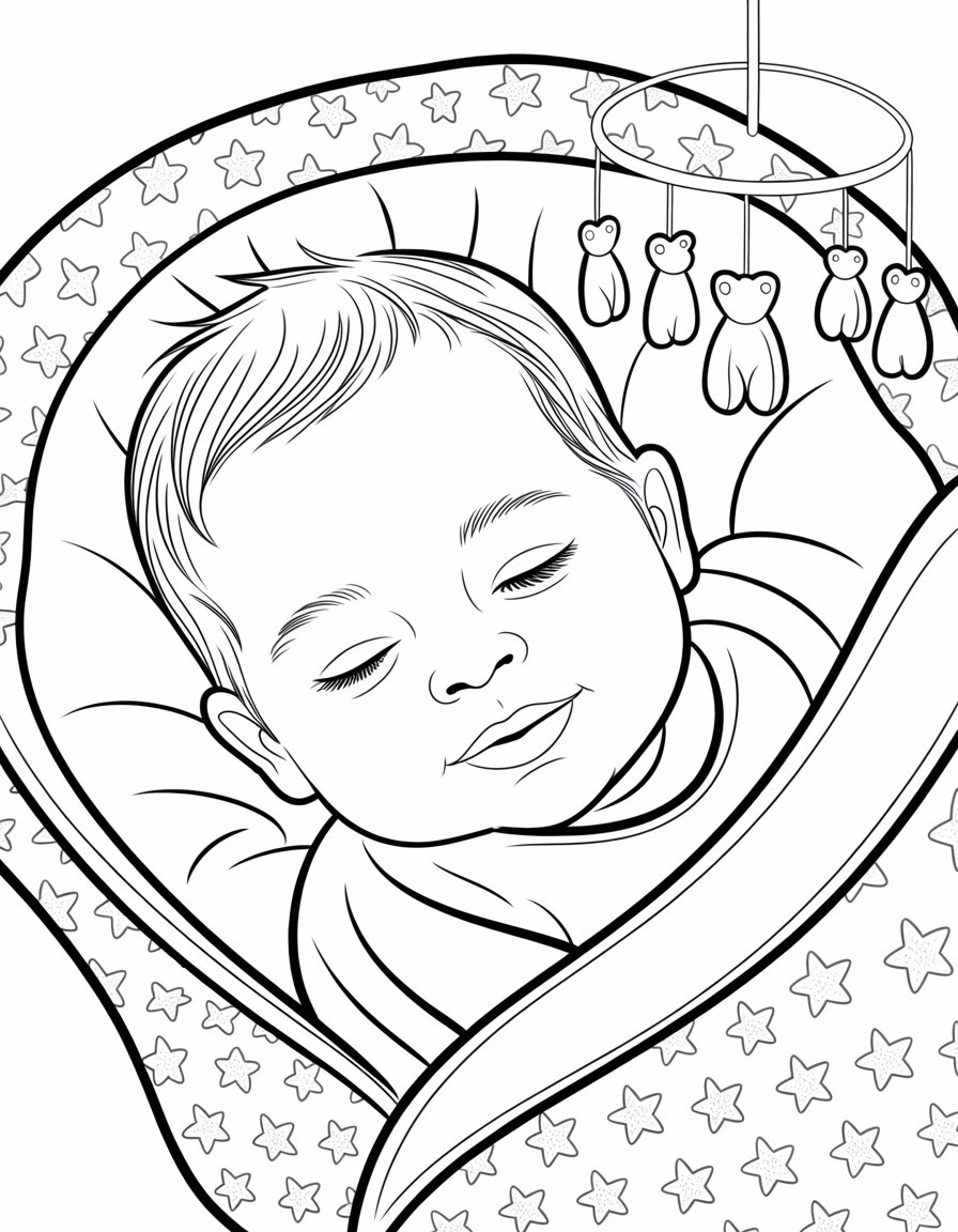 realistic baby coloring page