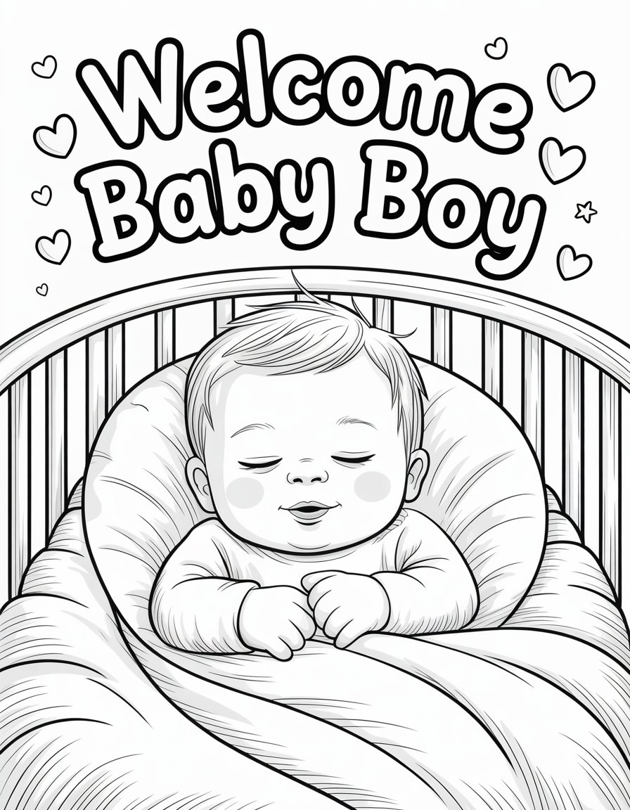 welcome baby boy coloring page