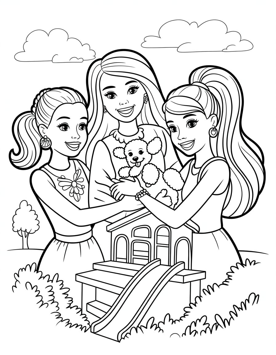 barbie and her sisters coloring page