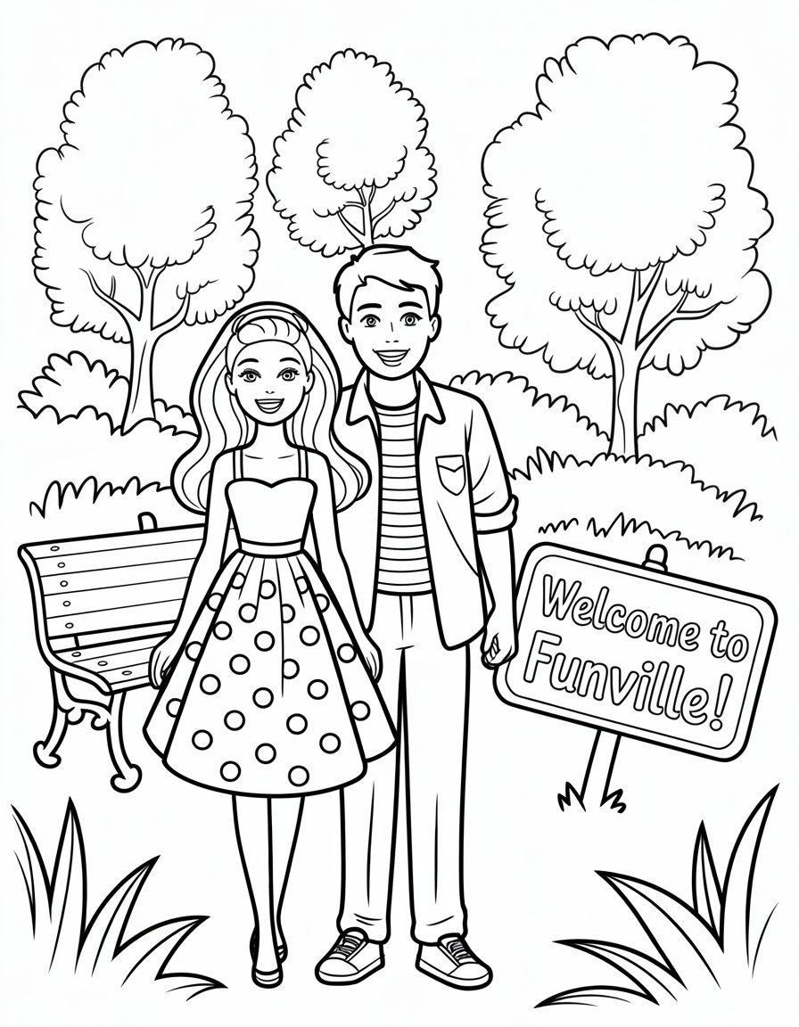 barbie and ken coloring page