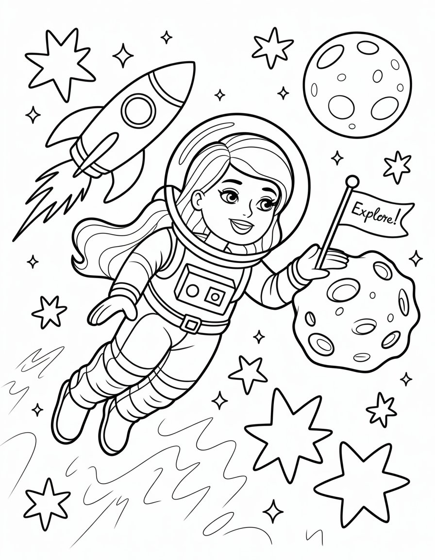 barbie astronaut coloring page
