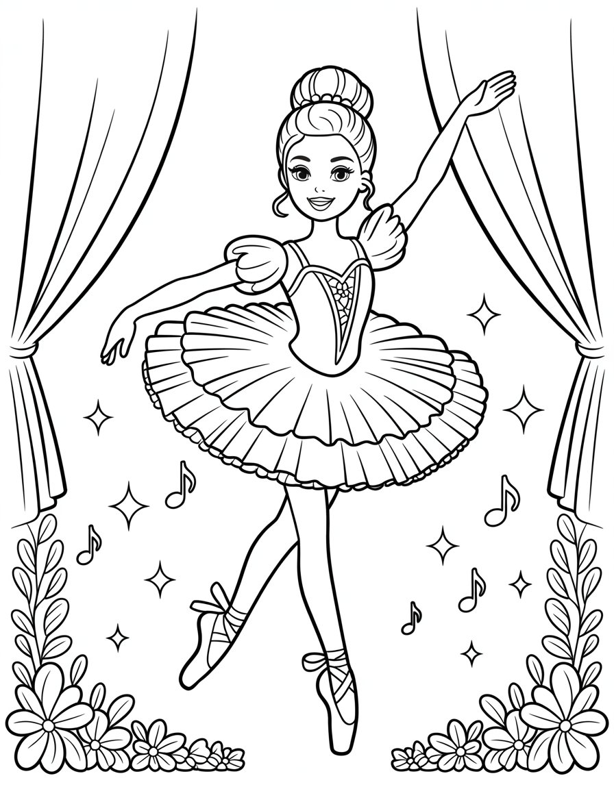 barbie ballerina coloring page