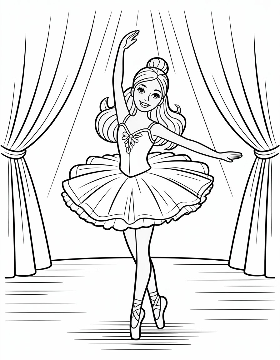 barbie ballet recital coloring page