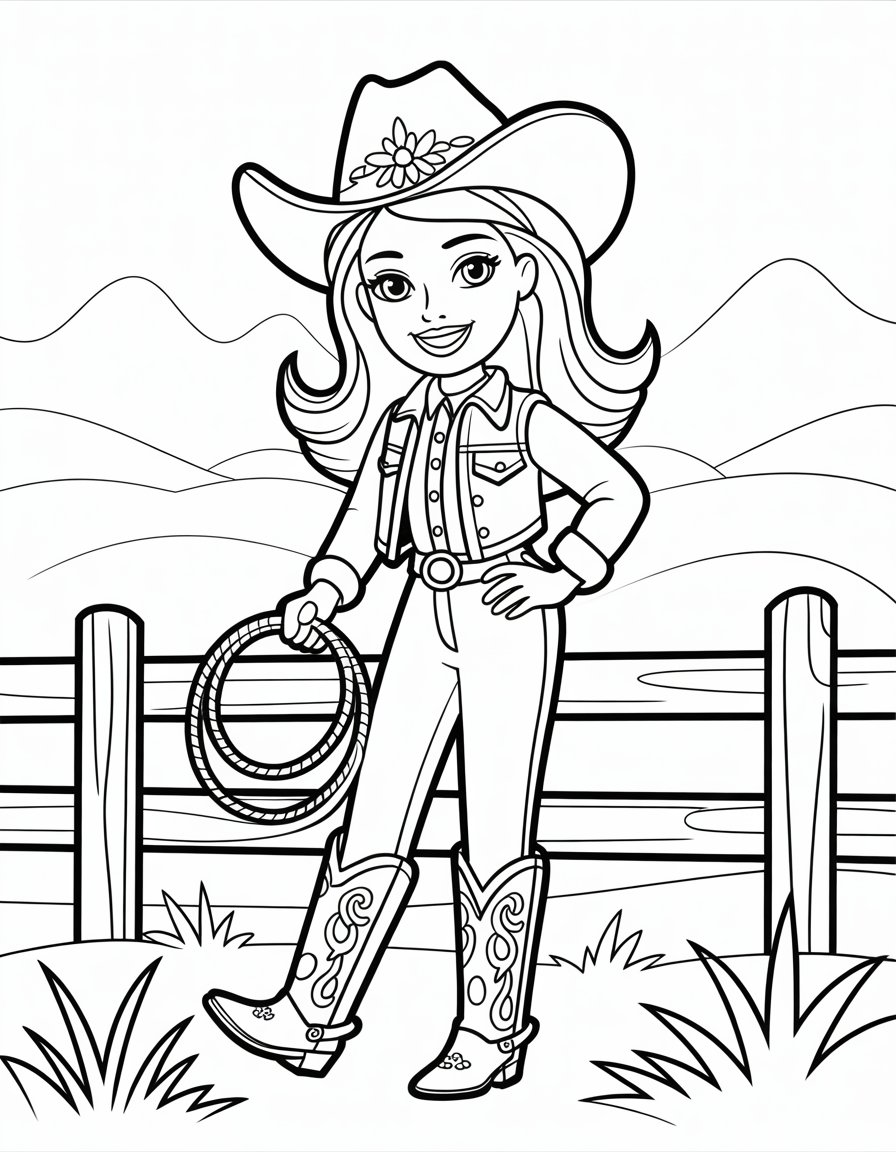 barbie cowgirl coloring page