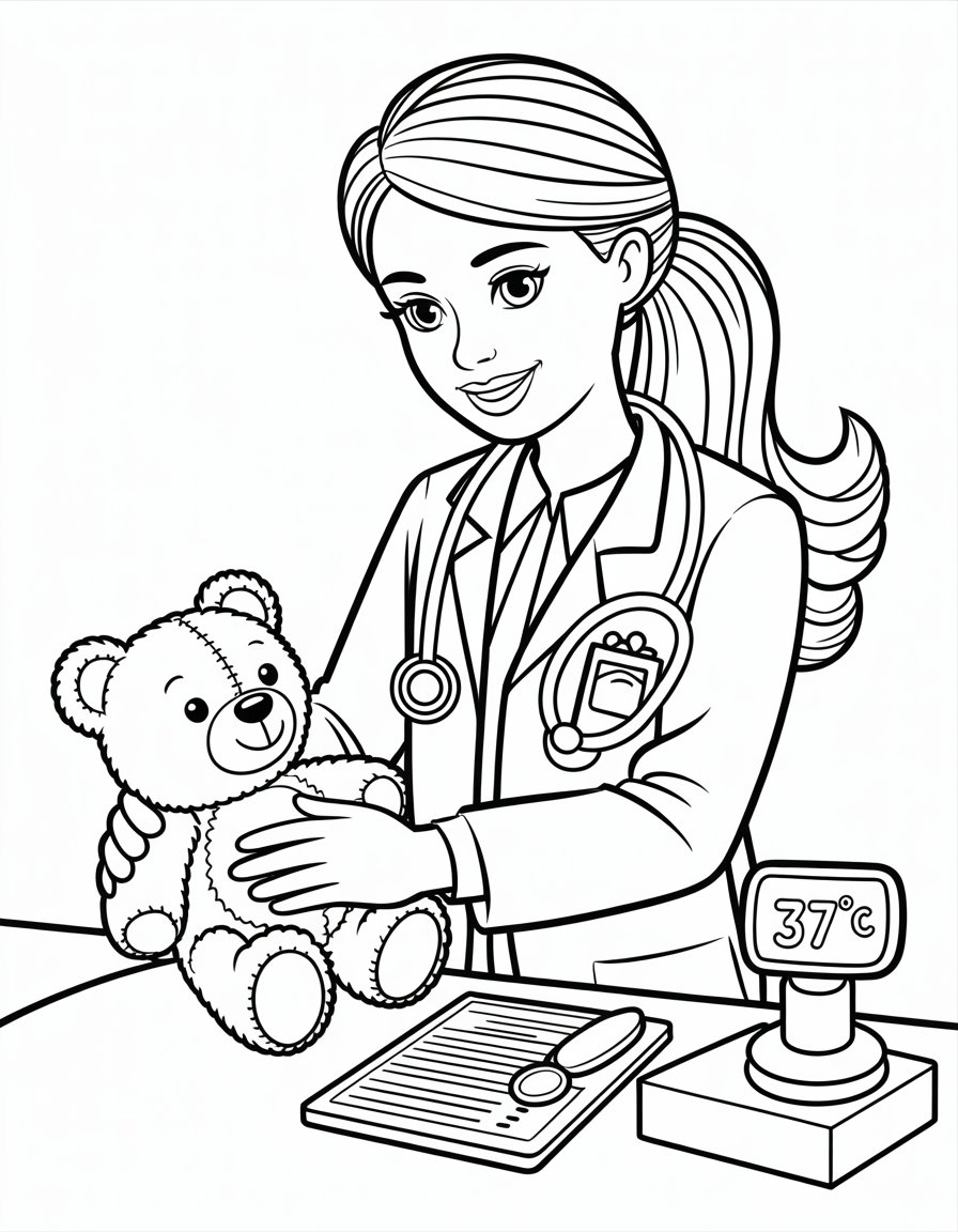 barbie doctor coloring page