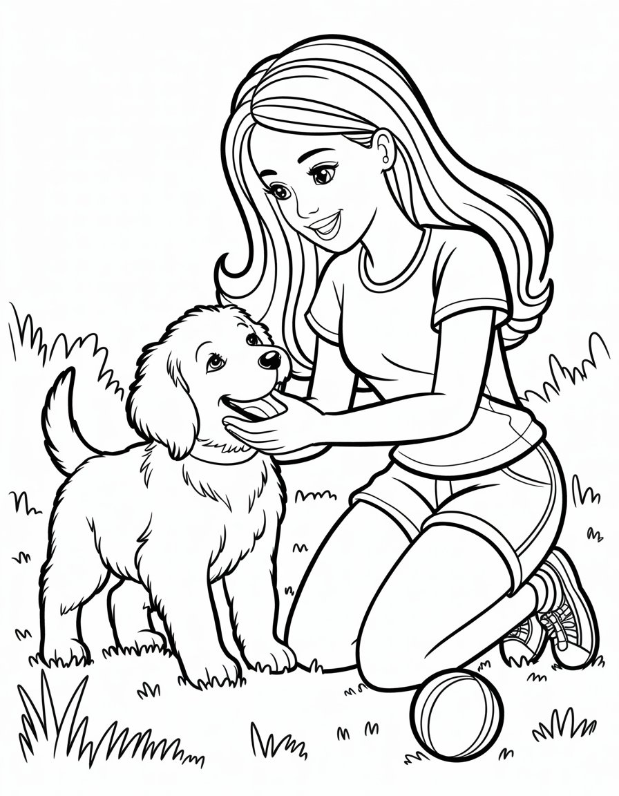 barbie dog coloring page