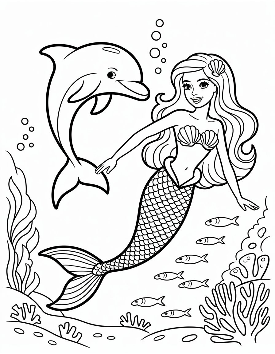 barbie dolphin magic coloring page