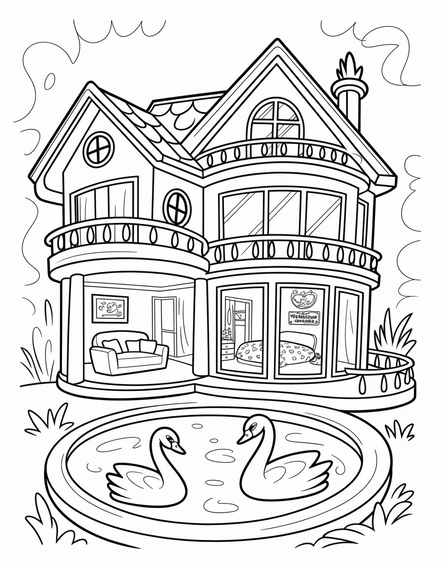 barbie dream house coloring page