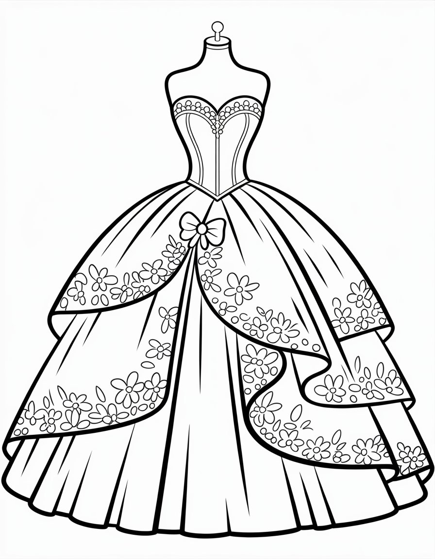 barbie dress coloring page